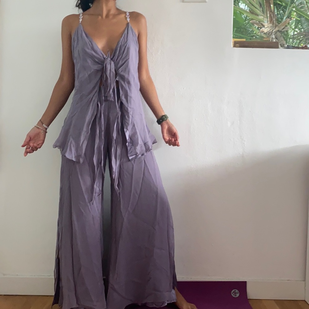 Lucy Agnes 100 % silk - top, pants & shawl set